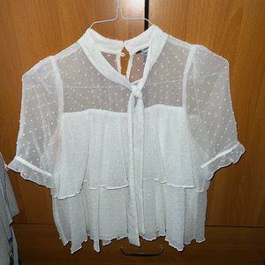 zara size s white top with bow
